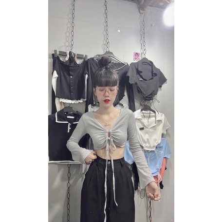 ÁO CROPTOP TAY LOE CỘT DÂY