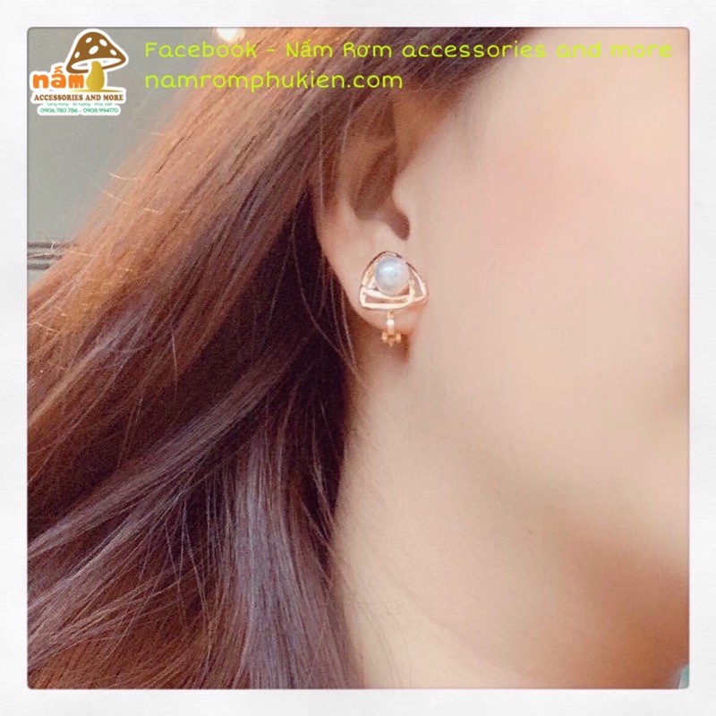 Bông tai hoa hồng ngọc dạng kẹp [Nấm Rơm accessories and more]