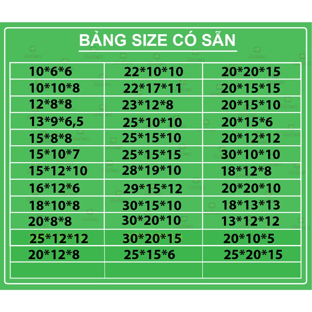 hộp carton gói hàng 20x8x8 bộ 10 không in