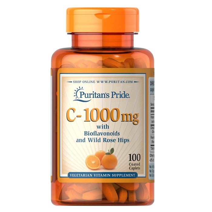 Viên Bổ Sung Vitamin C làm đẹp da 500mg-1000mg Puritan's Pride 100 viên