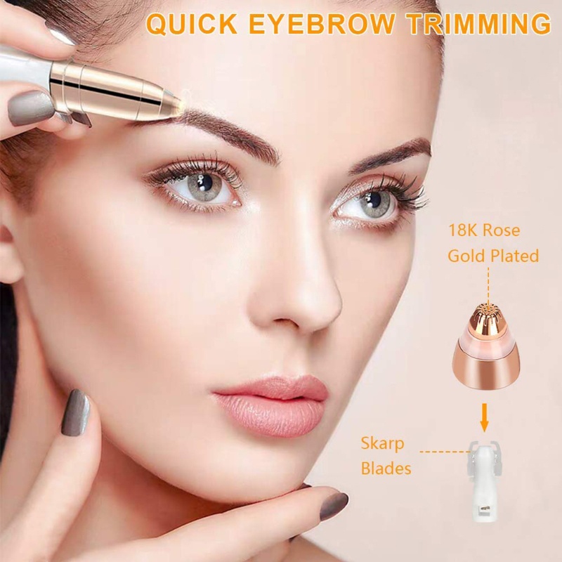 Bộ 4 Đầu Thay Thế Cho Tông Đơ Tỉa Lông Mày Không Đau Hoàn Hảo Màu Vàng Hồng
