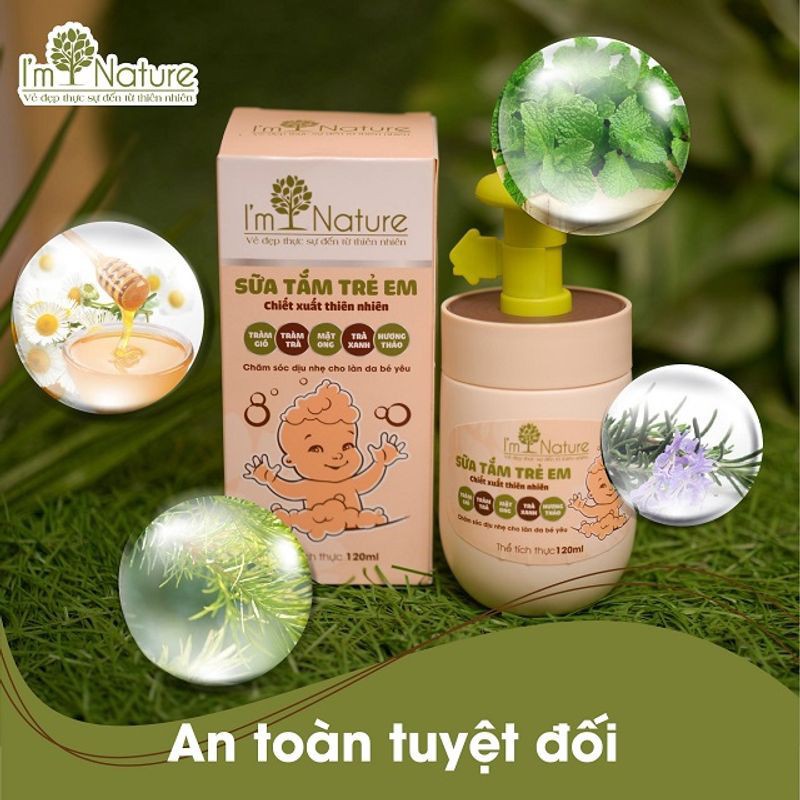 (+Quà) Sữa Tắm Ngừa Rôm Sảy Cảm Gió Cho Bé I'M NATURE 120ml