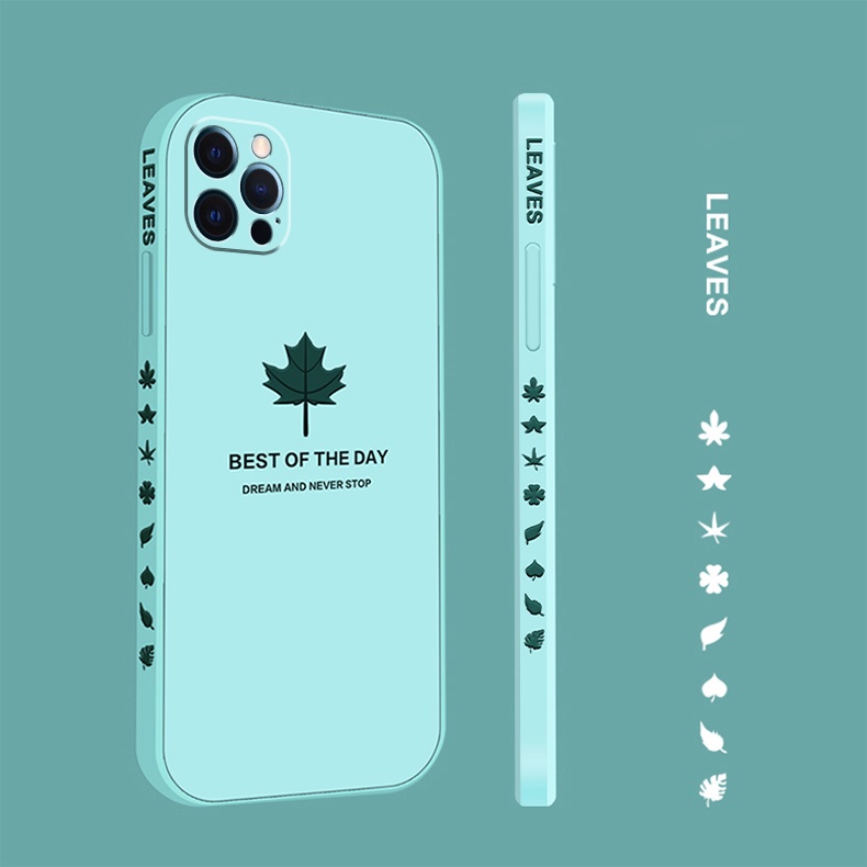 Sang trọng Maple Leaf Patterned Silicone Lỏng Trường Hợp Cho VIvo S1 V15 V20 pro V11i X50 pro X60 Y83 Y81i Original Vuông Silicone Màu Sắc Điện Thoại Bìa