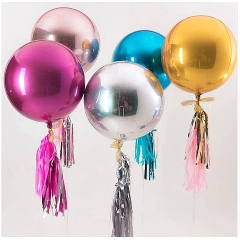 Bong Bóng Nhôm 4D22inch Hình Tròn Màu Vàng Hồng Dùng Trang Trí Tiệc Cưới