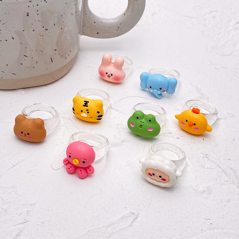 Nhẫn Đeo Tay Bằng Nhựa Acrylic Hình Chú Ếch Hoạt Hình Dễ Thương Cho Nữ