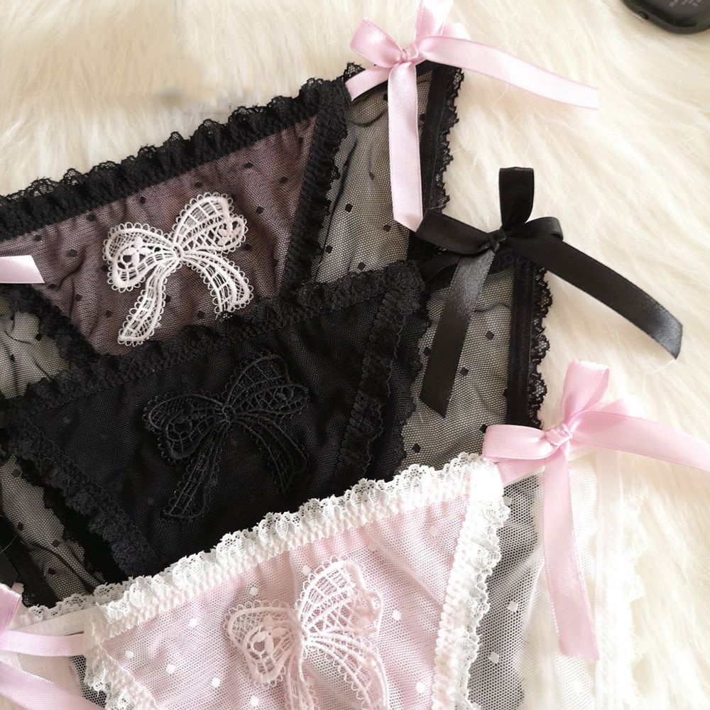Quần lót cotton không đường may lưng thấp đính nơ màu trong suốt gợi cảm cho nữ