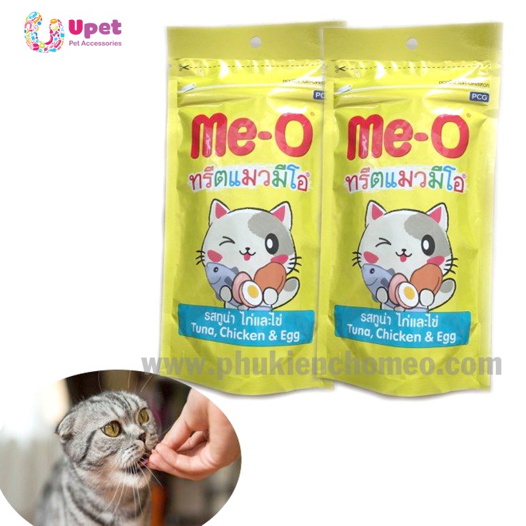 Bánh thưởng/ Viên thưởng Me-O cats treats 3 vị cá ngừ, cá hồi và tôm- Đồ thưởng huấn luyện dành cho mèo gói 50g