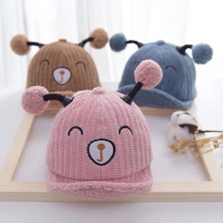 Mũ len tròn 2 tai lục lạc cho bé