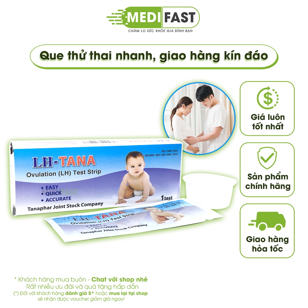 Dụng cụ phát hiện ngày rụng trứng LH - TANA - Hộp 1 que - Phát hiện nhanh, chính xác