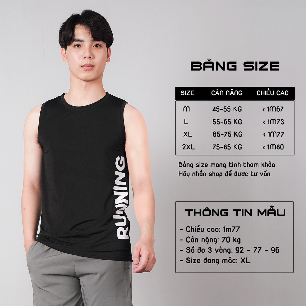 Áo ba lỗ thể thao nam Áo tanktop sát nách nam RUNNING 5 Màu