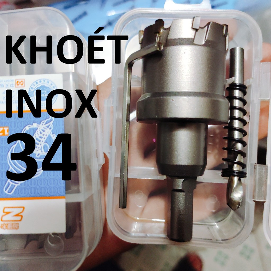 Mũi khoét inox 34 , sắt đầu hợp kim công nghệ Đức Loại 1, mũi khoét kim loại 34mm