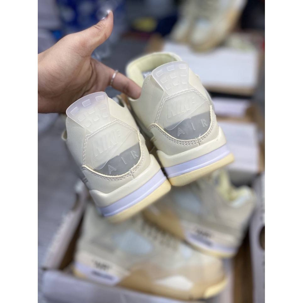 Giày thể thao sneaker JD 4 kem, jd4  kem off white bản cao cấp ảnh thật tự chụp nam nữ, tặng kèm 3 bộ dây