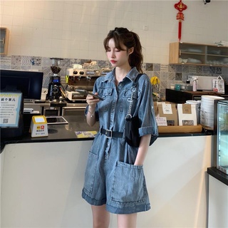 Áo liền quần denim ngắn thời trang Hàn Quốc mới 2022