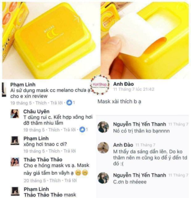 MẶT NẠ DƯỠNG DA MELANO CC GIÚP DA TRẮNG HỒNG