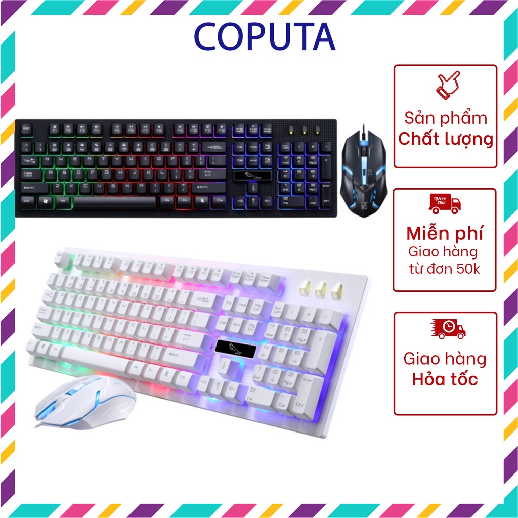 Bàn phím chuột máy tính Led RGB Coputa bàn phím giả cơ bàn phím chuột gaming có dây G20