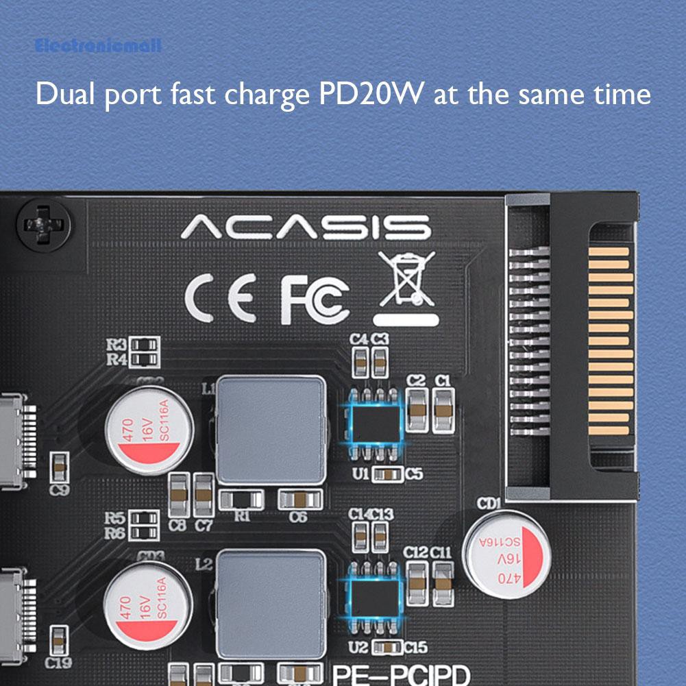 ElectronicMall01 Acasis PCIE Type C Fast Charging Dual PD 20W Riser Expansion Card Adapter