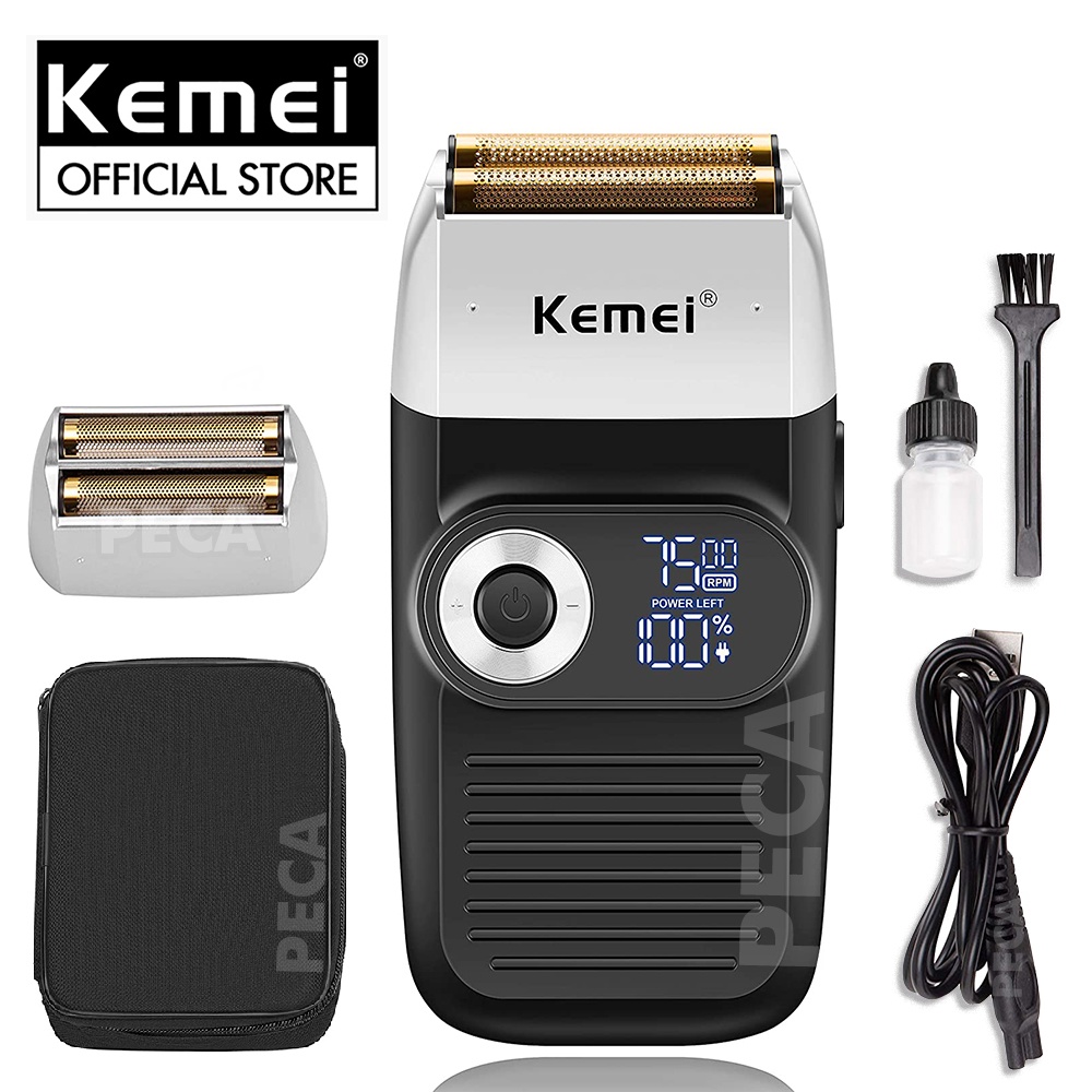 Máy cạo râu lưỡi kép 3 mức tốc độ Kemei KM-2026 màn hình LCD, công suất 5w mạnh mẽ, có thể fade trắng