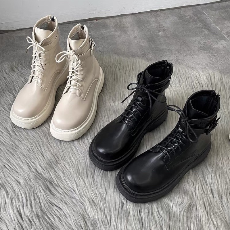 Boots martin cổ ngắn ulzzang đan dây đế cao 4cm