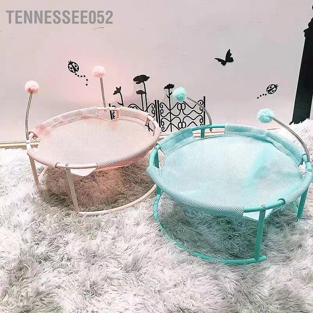 Hàng HOT Giường đệm võng tròn cho mèo Thoáng Khí Thoải Mái Ổ chõng nằm ngủ cho mèo khung sắt tròn kèm quả bông【Tennessee052】