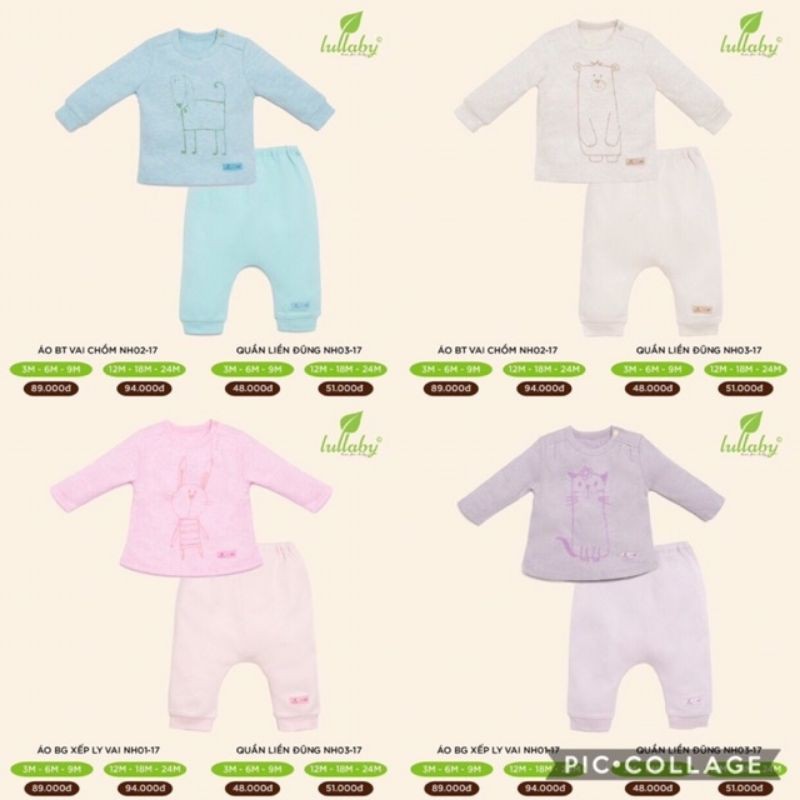 Bộ vai chồm, xếp ly bé trai, gái Lullaby