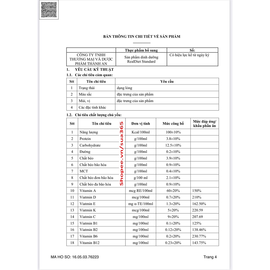RealDiet Standard_500ml ( Dinh dưỡng ăn sonde Realdiet Standard )