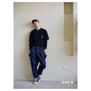 Japanese Button Denim Cargo Pants