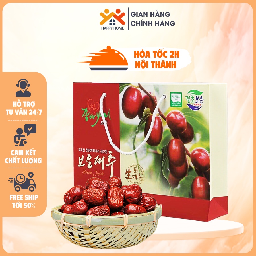 Táo đỏ sấy khô Hàn Quốc loại 1 giàu dinh dưỡng dạng túi 1kg HappyHome - Tặng kèm túi xách