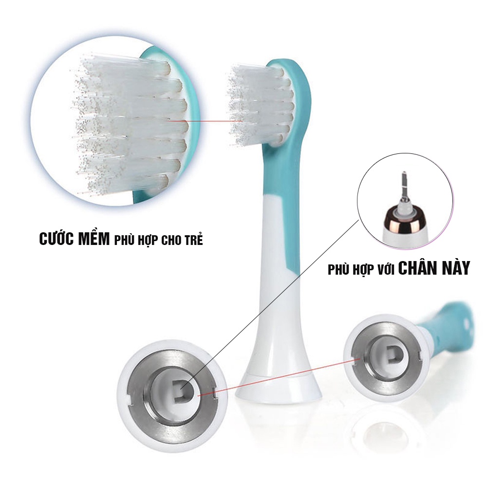 Cho máy Philips Sonicare, Kids HX-6034, Bộ 4 đầu đánh răng điện trẻ em, Minh House