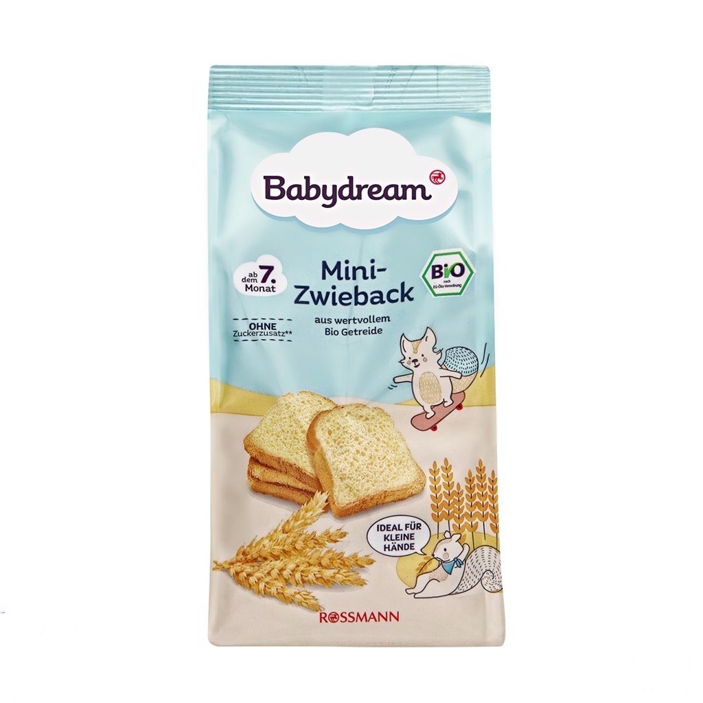 [Mã FMCG8 giảm 8% đơn 500K] Bánh mì ăn dặm hữu cơ Babydream cho bé từ 7m+
