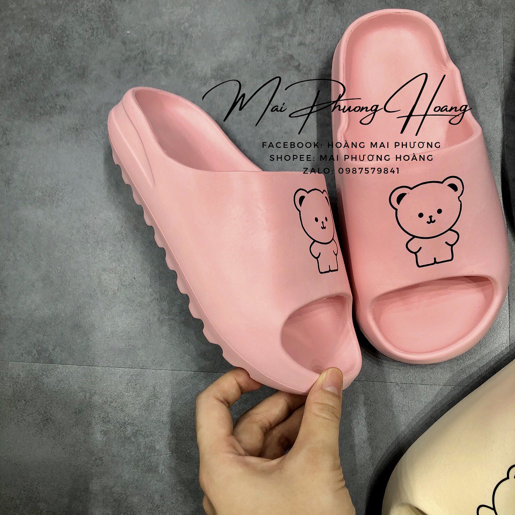 Dép bánh mì gấu dép quai ngang in hình gấu BEAR siêu xinh cute M02