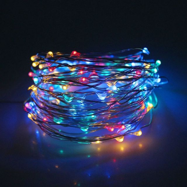 Dây đèn led kẽm tạo hình dùng pin 5 mét 50 bóng trang trí đám cưới sinh nhật thôi nôi giá rẻ