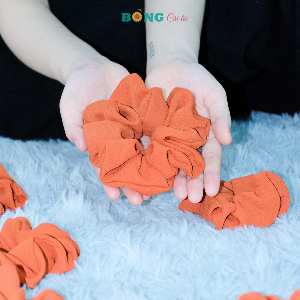 Dây cột tóc scrunchies vải muslin màu trơn đường kính 11cm SR80 - scrunchies BÔNG Cài Tóc