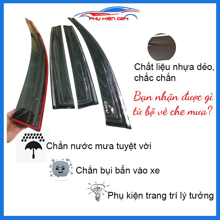 Vè mưa CRV 2012-2013-2014-2015-2016 vè chỉ mạ che mưa bảo vệ xe