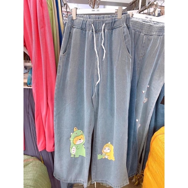 Quần jean suông lưng thun TL
