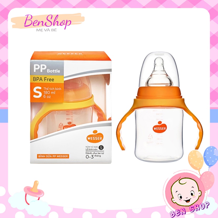 BÌNH SỮA WESSER NANO SILVER CỔ RỘNG 180ML