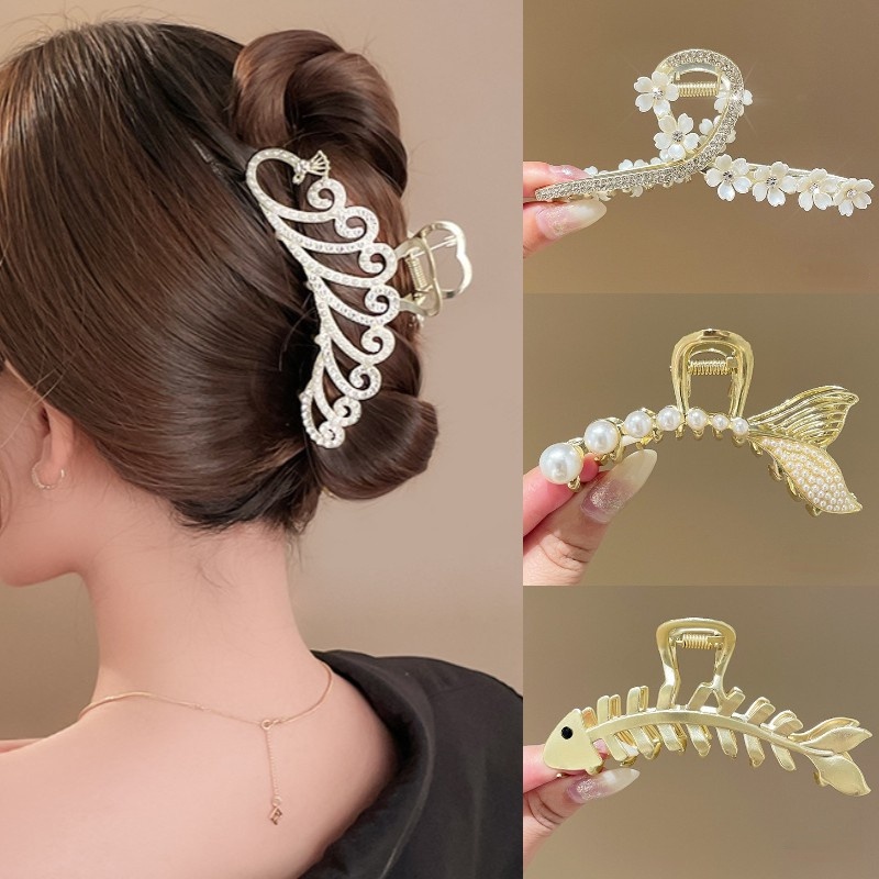 Set 2 / 3 Kẹp Tóc Kim Loại Ngọc Trai Nhân Tạo Phong Cách Hàn Quốc Cho Nữ