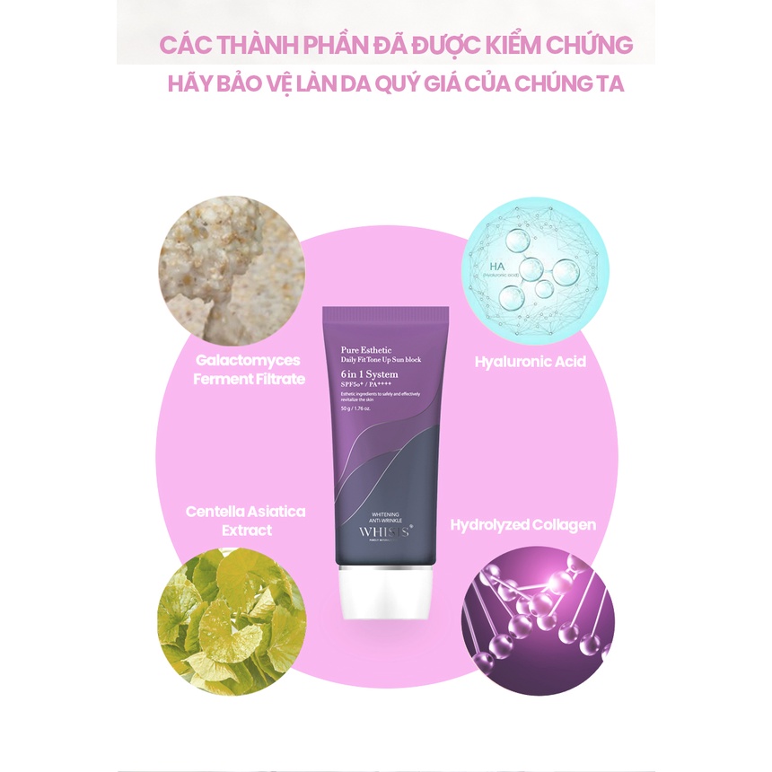 Bộ Đôi Kem Chống Nắng Nâng Tone Hàn Quốc Cao Cấp Face & Body Whisis (SPF50+/PA++++) Hàng Ngày Dành Cho Mọi Loại Da