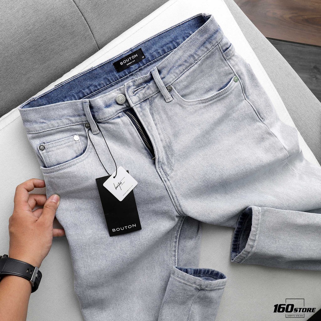 Quần Jean Nam, Quần Bò Nam BOUTON Form Skinny, Vải Co Giãn QJEC0001 160STORE. | BigBuy360 - bigbuy360.vn