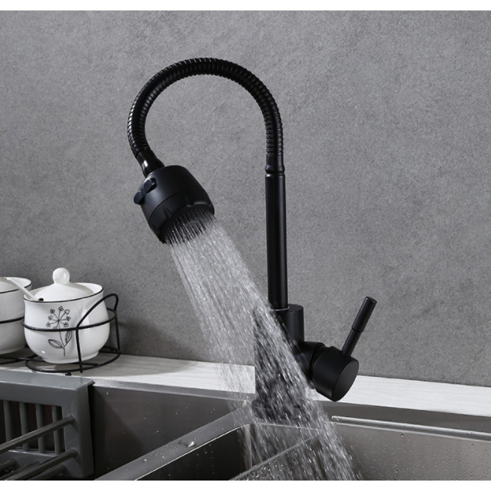 Vòi rửa bát dạng mềm màu đen Inox 304 | BigBuy360 - bigbuy360.vn