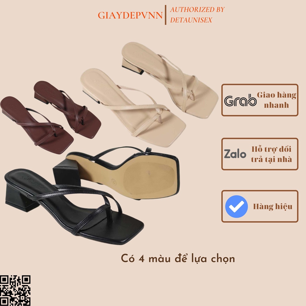 Guốc Gót Vuông 5 Cm Quai Xỏ Ngón Thời Trang Hàn Quốc G504