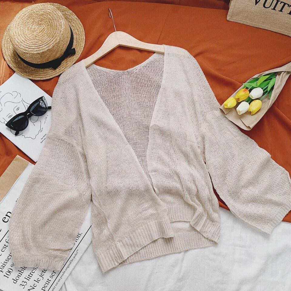 Áo khoác nữ cadigan len mỏng khoác ngoài chất liệu dệt kim 2 màu | BigBuy360 - bigbuy360.vn