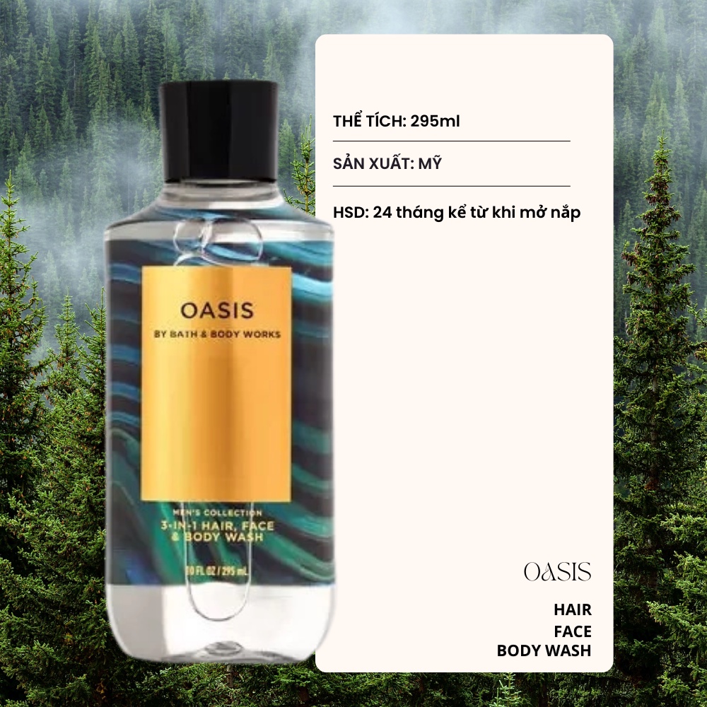 3in1 Sữa Tắm Gội Bath & Body Works Oasis  Cho Nam 295ml