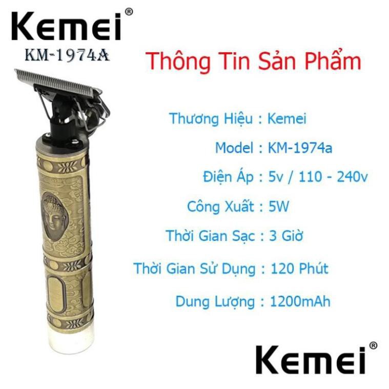 Tông đơ bấm viền phong thủy phật độ cao cấp Kemei 1974a + 1974c