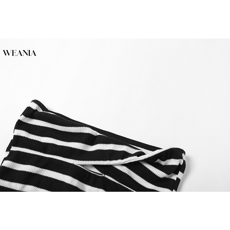 Áo Croptop Dệt Kim Kẻ Sọc Thời Trang Mùa Hè Cá Tính