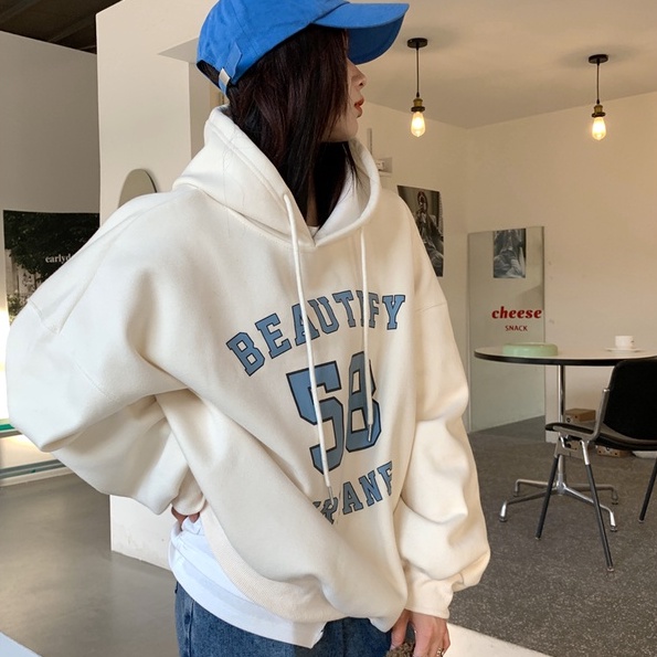 Áo hoodie ZHELIHANGFEI tay dài quá cỡ dễ phối đồ trẻ trung thời trang