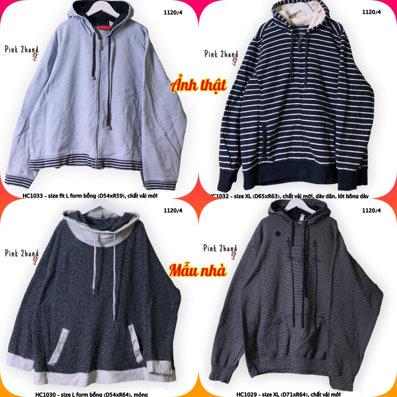 Áo Hoodie nữ, nam 2hand, chất dày, size XL/XXL - 2512-5