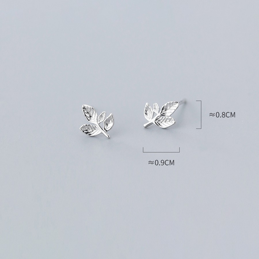 Khuyên Tai Bạc Nữ Hình Lá Bằng Bạc Thật ITALY S925 Màu Trắng Sáng cao cấp B2495 Bảo Ngọc Jewelry