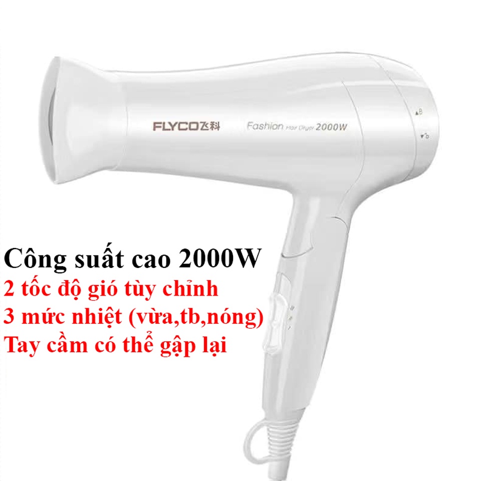 Máy sấy tóc Flyco FH6232, 2 Chiều Nóng Lạnh, Công suất 2000W lớn dùng cho salon tóc, Hộ gia đình
