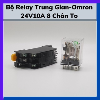 Relay trung gian 24v10a 8 chân to, rơ le omron 24v, relay 24v 8 chân