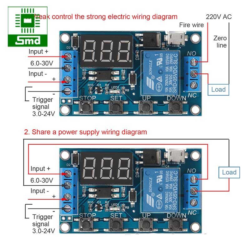 Module timer 1 relay có hiển thị, module định thời